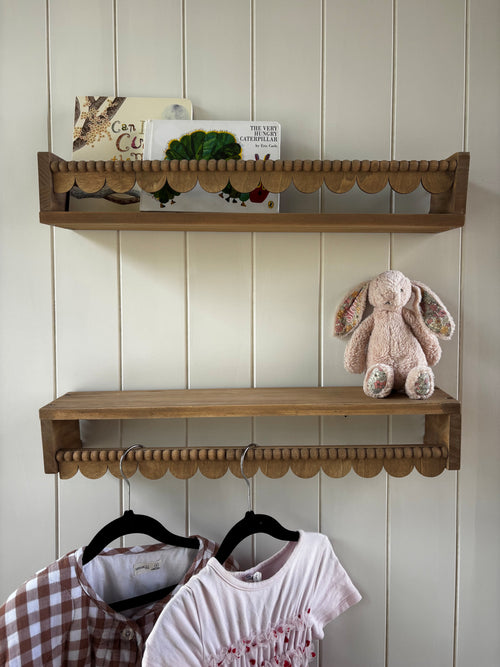 Scalloped wooden shelves
